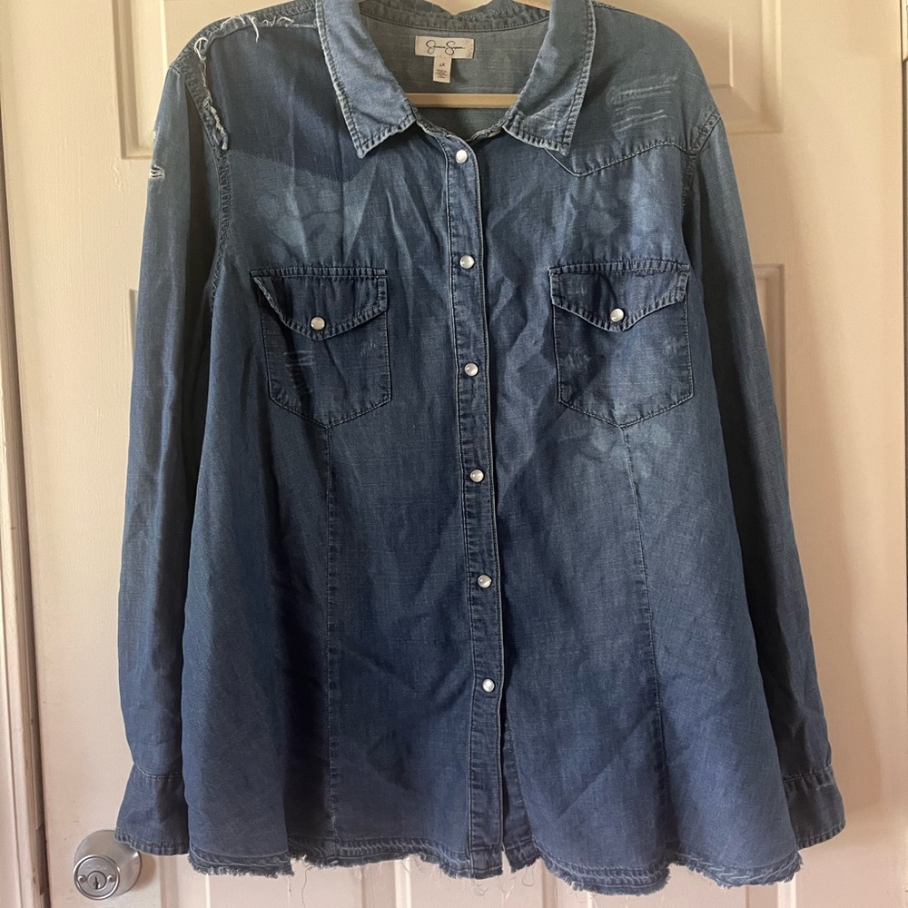 Jessica Simpson Light Blue Denim Top
